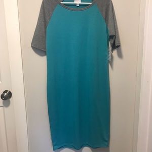 LulaRoe Large Aqua: Grey Julia